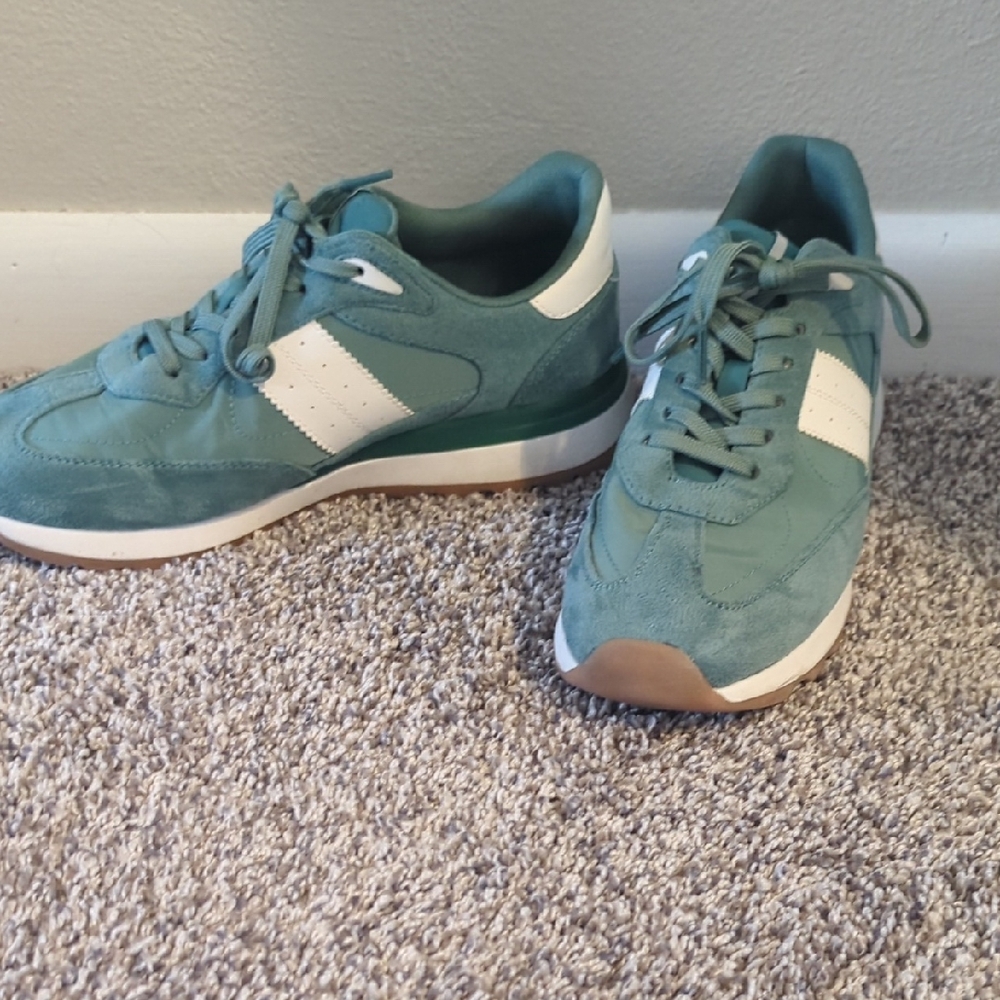 Steve Madden Teal Suede Sneakers with White Accents